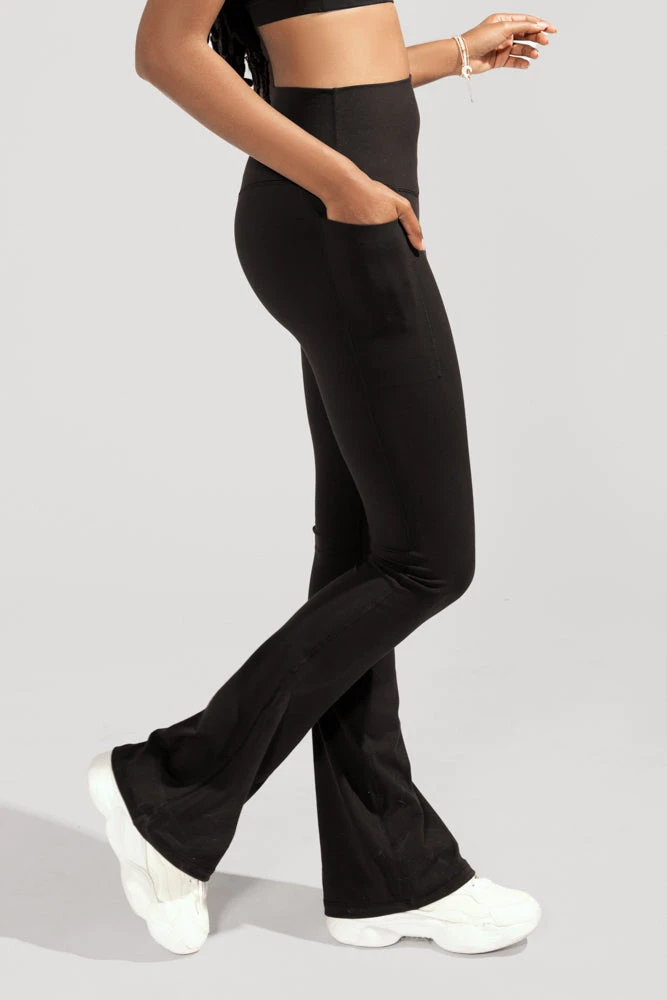 Supersculpt™ Flared Leggings With Pockets - Black - Image 2