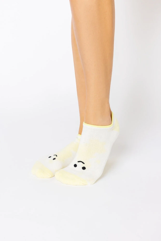 Happy Face Low Rise Socks - Yellow Tie Dye - Image 2