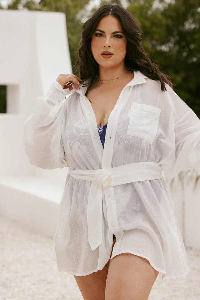 I Need A Vacation Shirt Dress With Pockets - White - Image 8