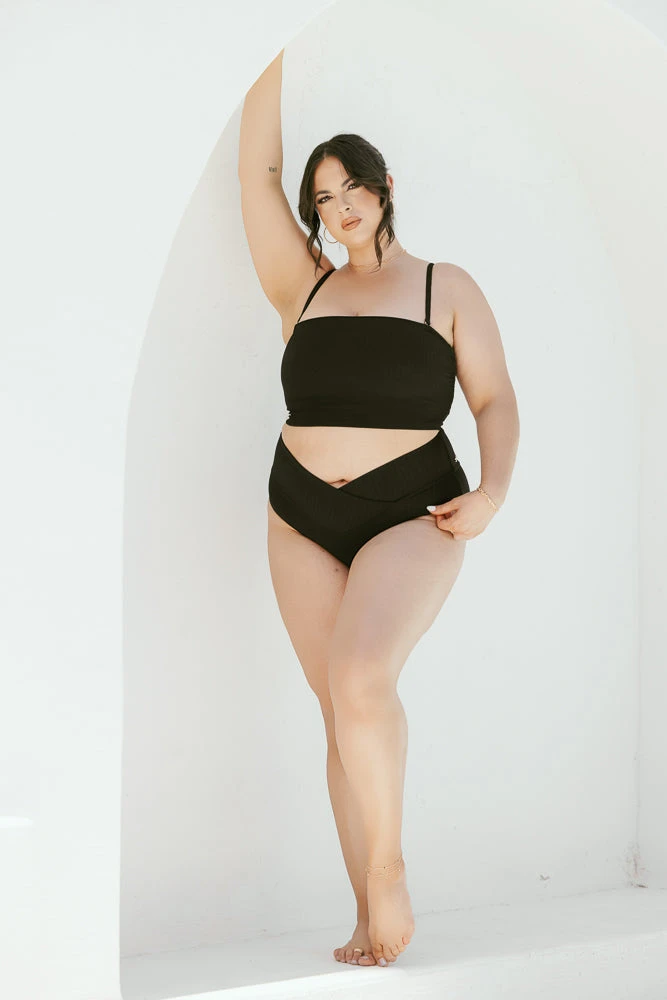 Sandbar Strapless Top - Black Rib - Image 8