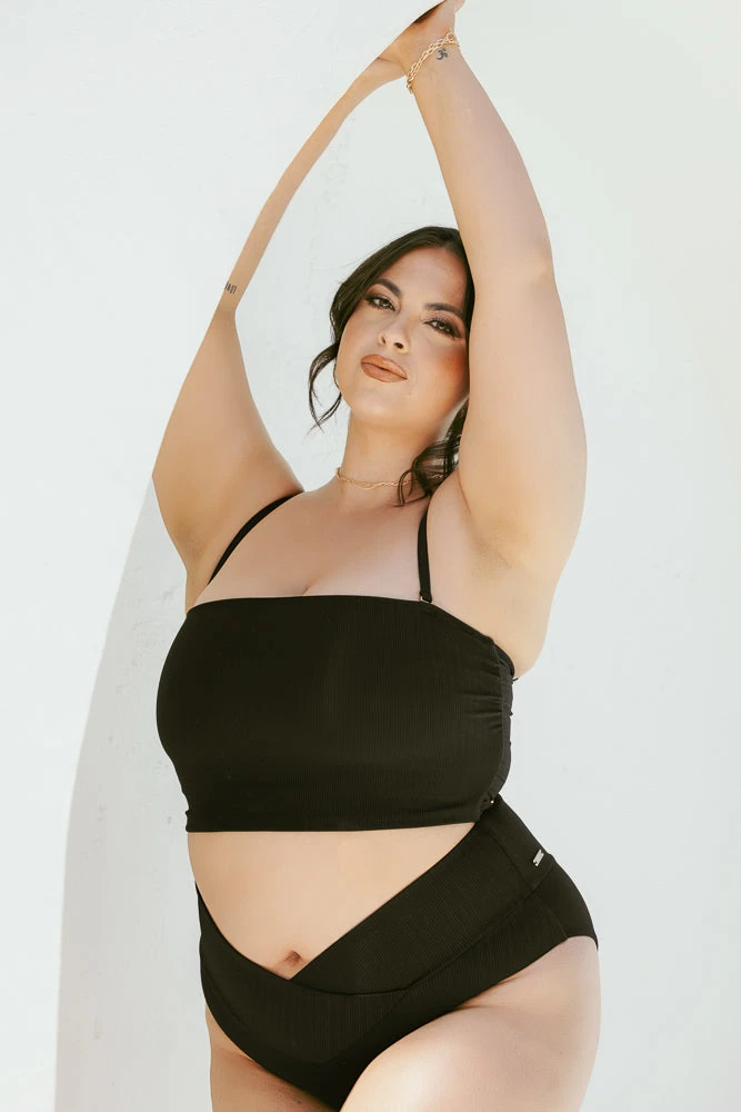 Sandbar Strapless Top - Black Rib - Image 6