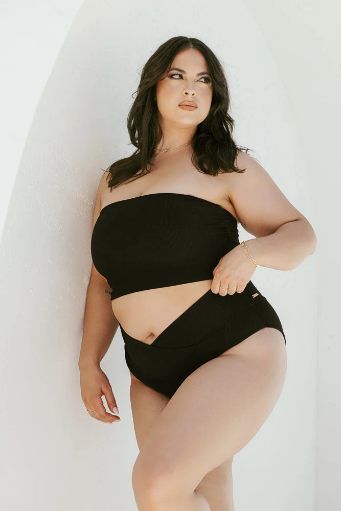 Sandbar Strapless Top - Black Rib - Image 5