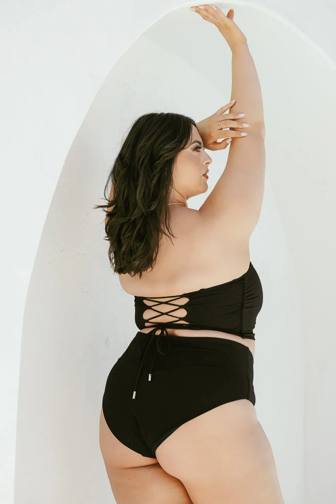 Sandbar Strapless Top - Black Rib - Image 11