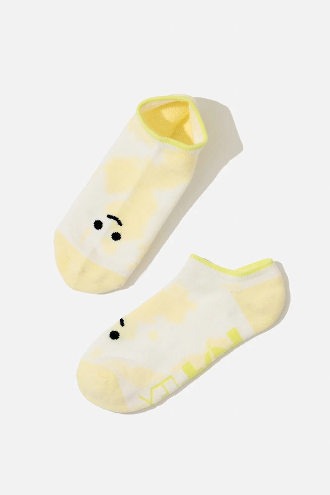Happy Face Low Rise Socks - Yellow Tie Dye - Image 5