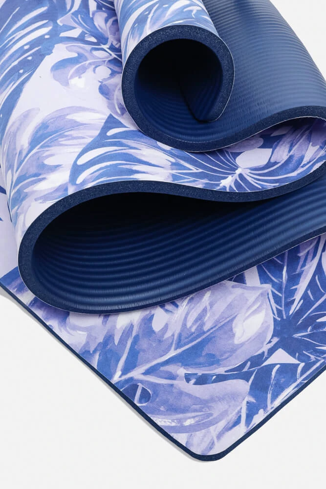 CloudCushion Vegan Suede Yoga Mat - Blue Jungle 0.5” Thick - Image 2
