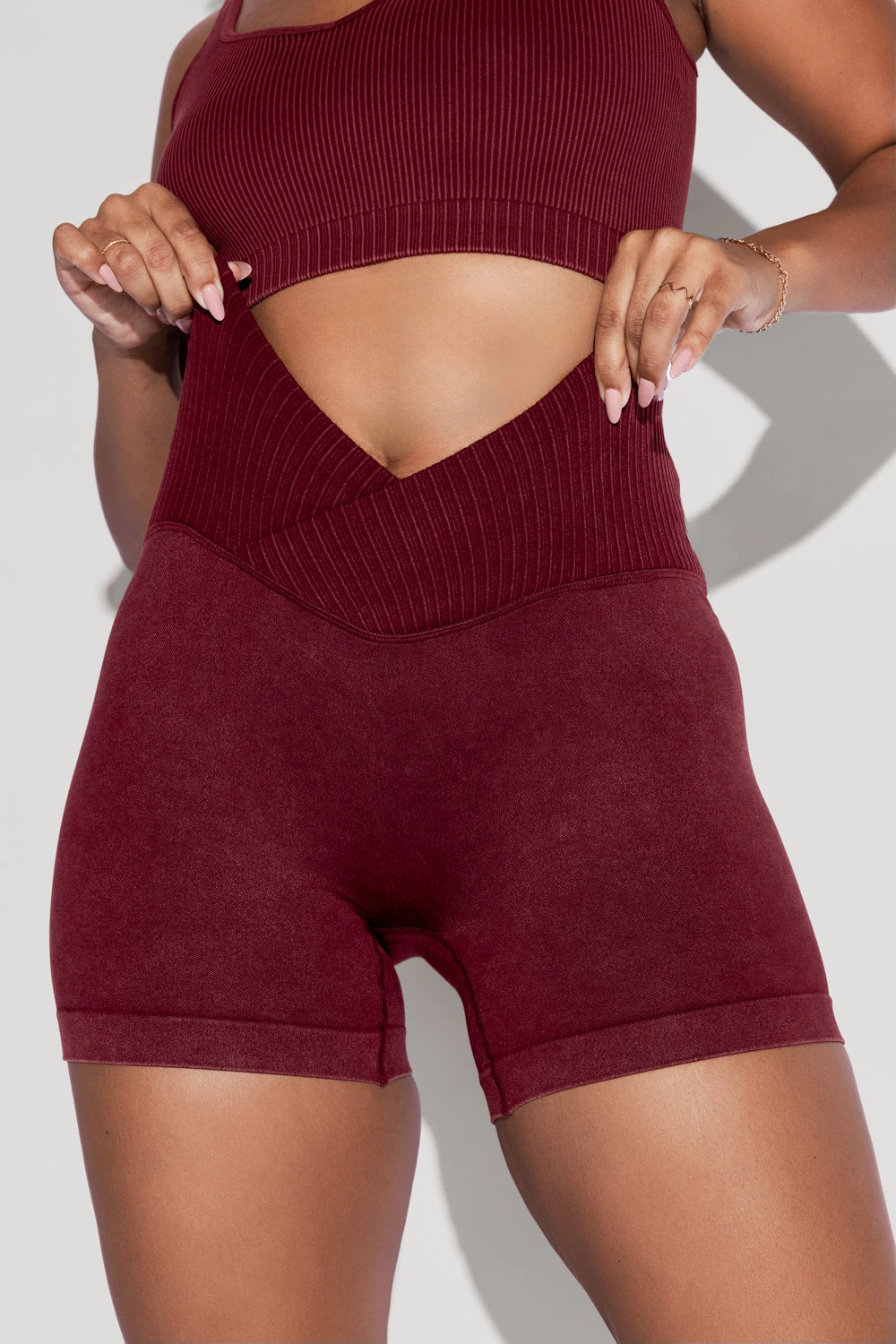 Crisscross Hourglass® Seamless Midi Shorts - Garnet - Image 5