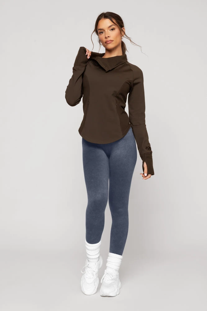 Chasing Pavements Mockneck Pullover - Dark Brown - Image 9