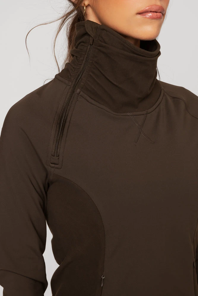Chasing Pavements Mockneck Pullover - Dark Brown - Image 4