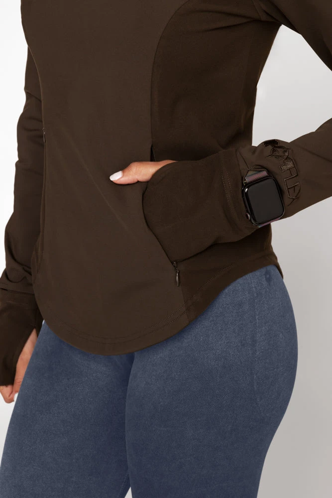 Chasing Pavements Mockneck Pullover - Dark Brown - Image 5