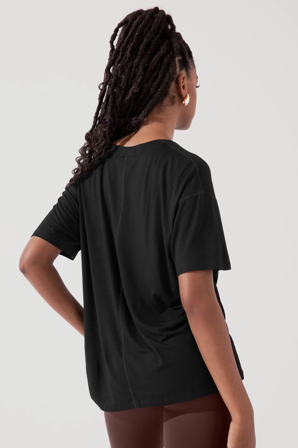 Daring Deep V Tee - Black - Image 5