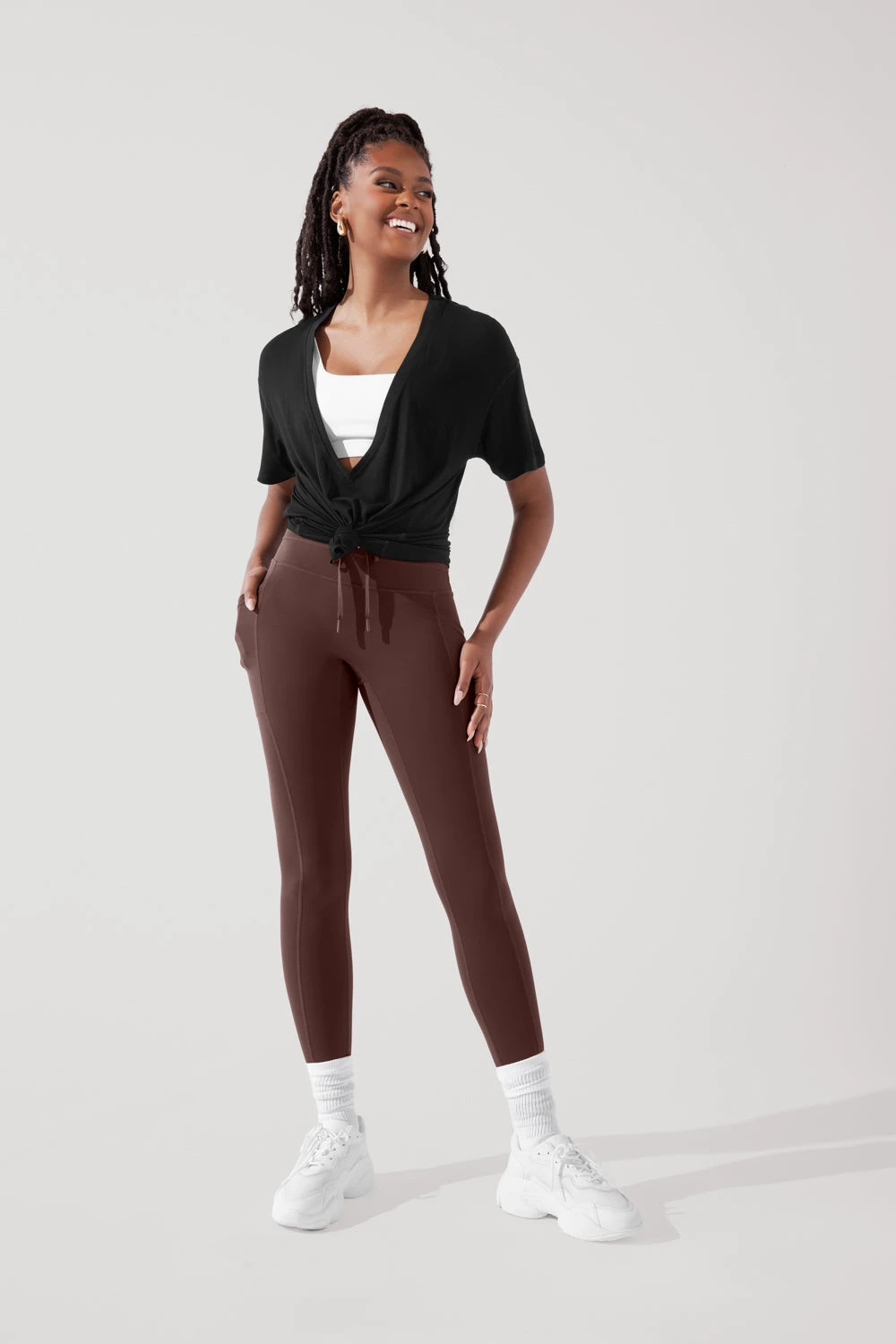 Daring Deep V Tee - Black - Image 6