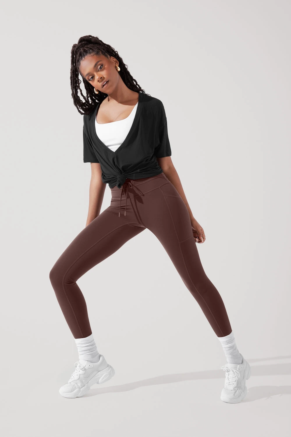 Daring Deep V Tee - Black - Image 8