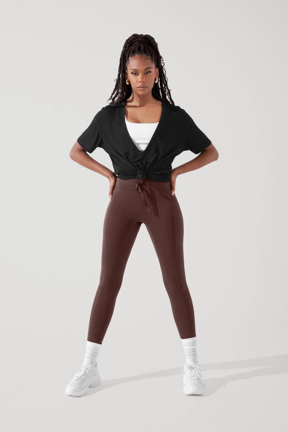 Daring Deep V Tee - Black - Image 10