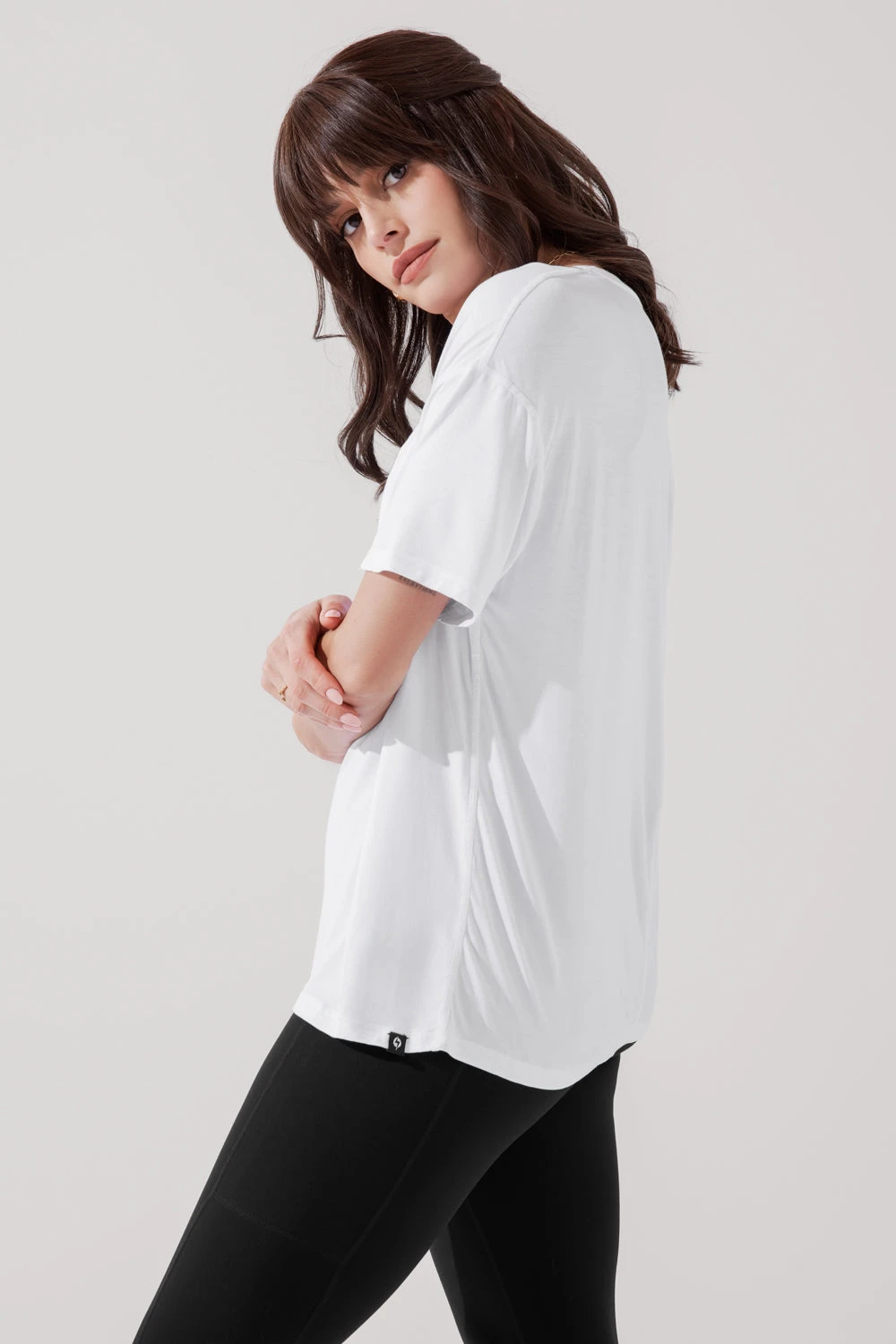 Daring Deep V Tee - White - Image 4