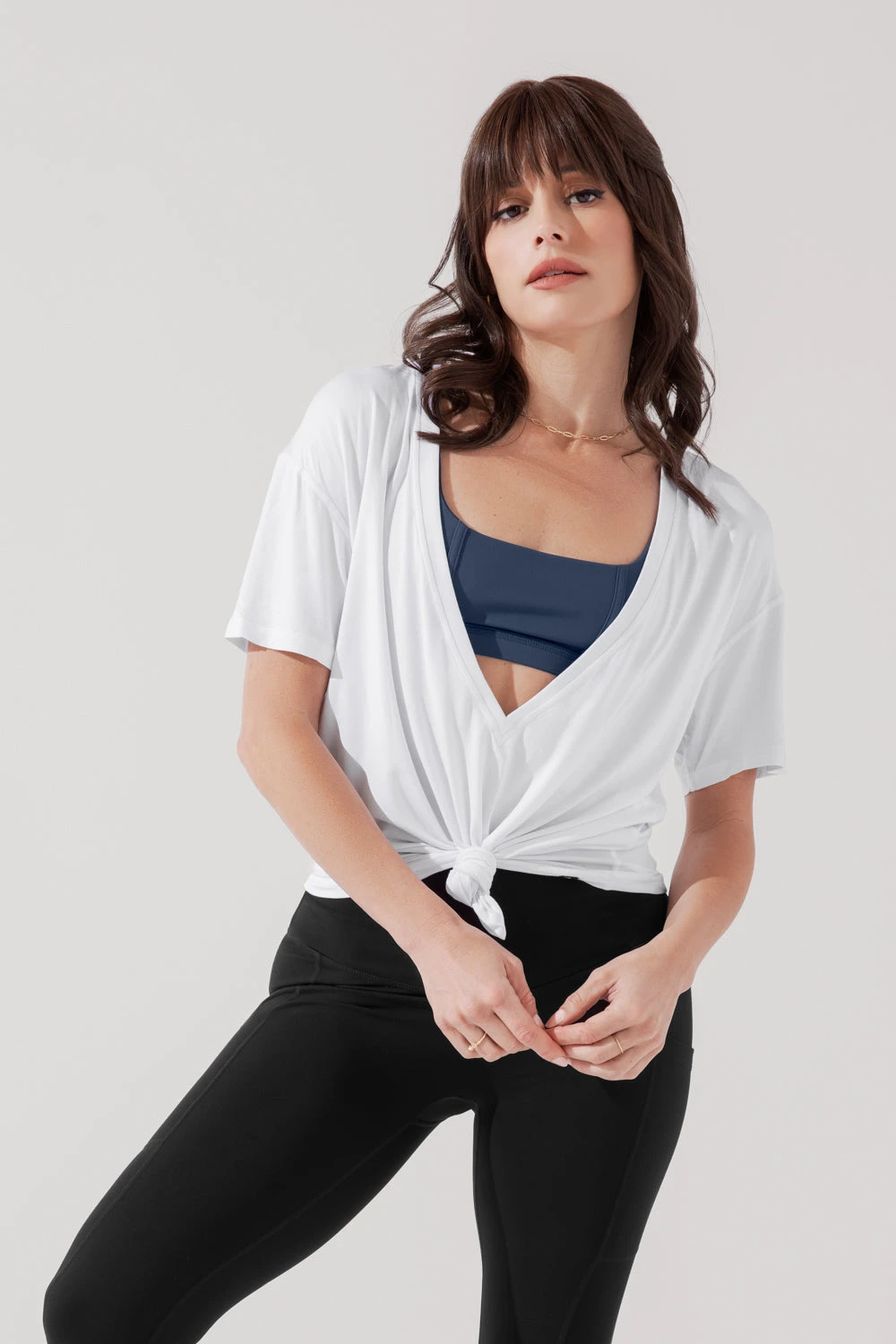 Daring Deep V Tee - White - Image 8