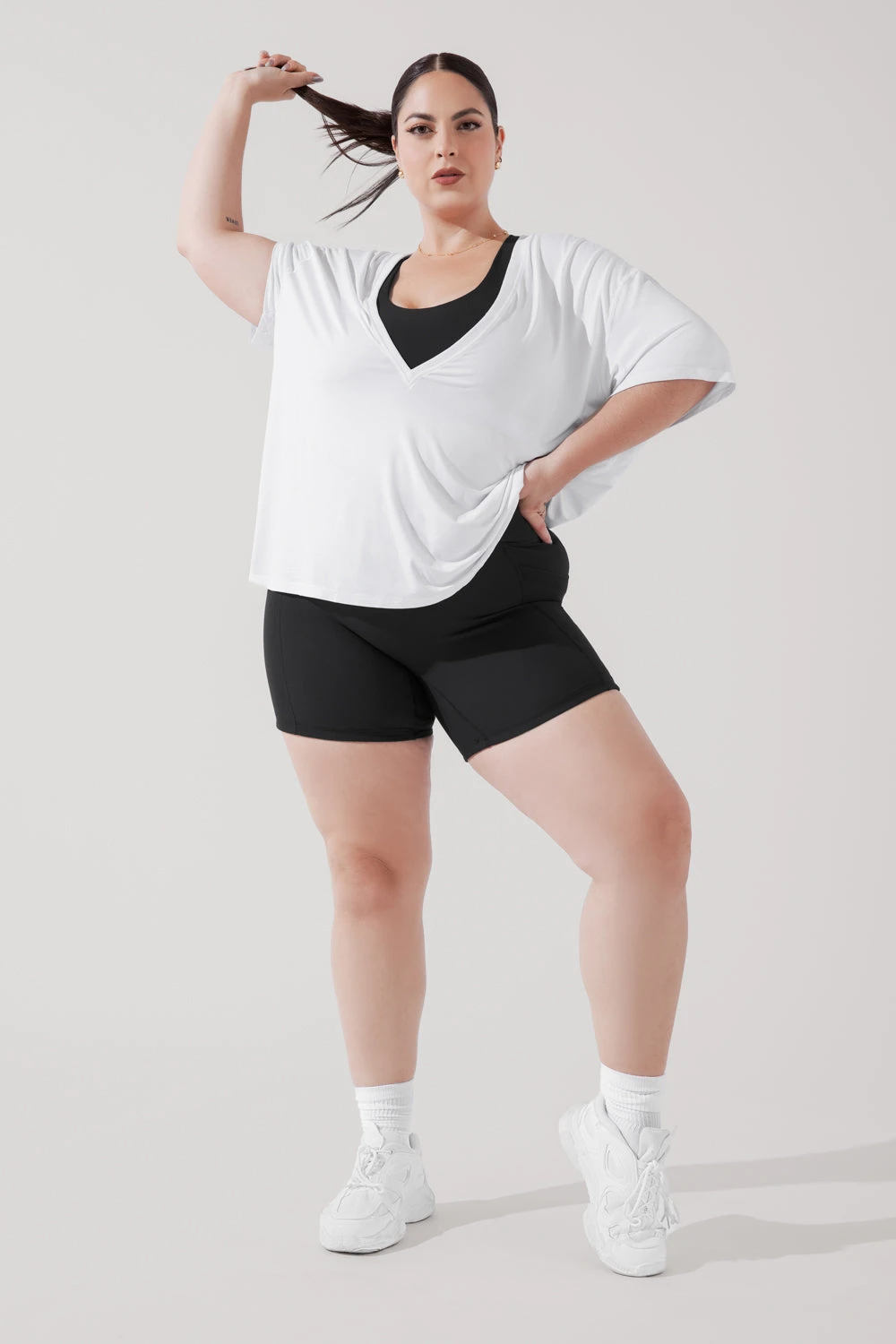 Daring Deep V Tee - White - Image 12