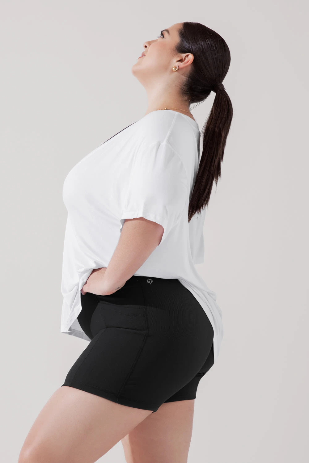 Daring Deep V Tee - White - Image 15