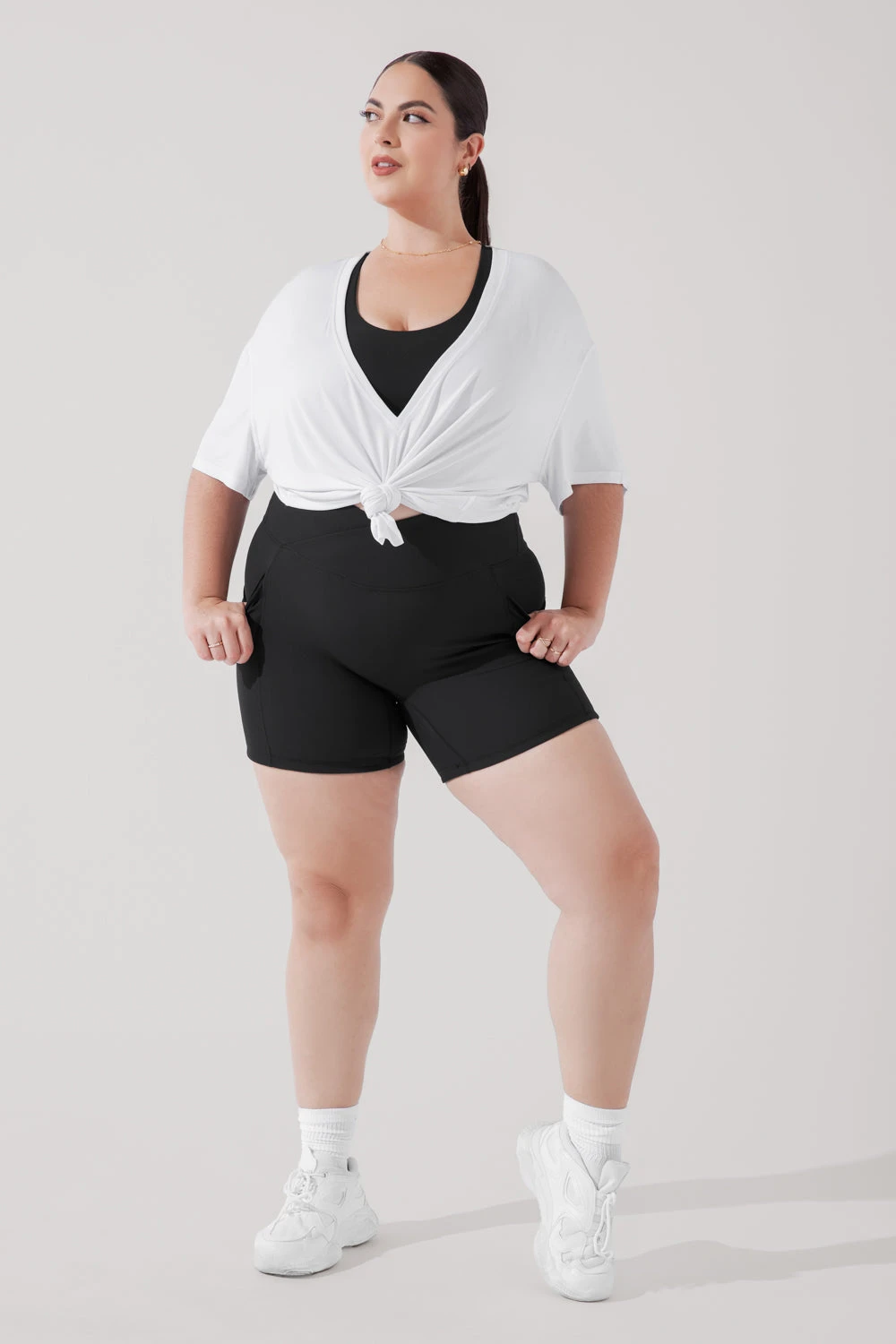 Daring Deep V Tee - White - Image 17