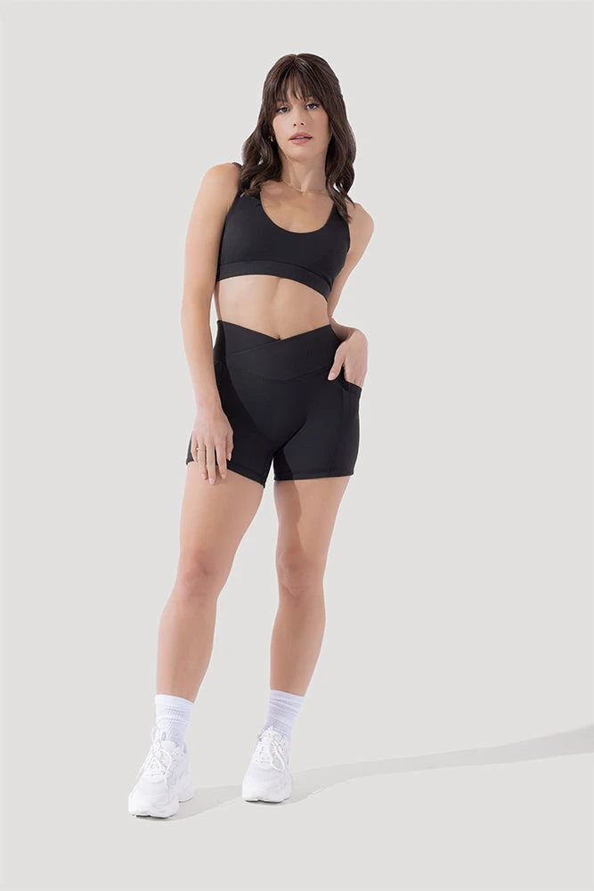 Crisscross HourglassĀ® Midi Shorts With Pockets (Ribbed) - Dark Charcoal - Image 4