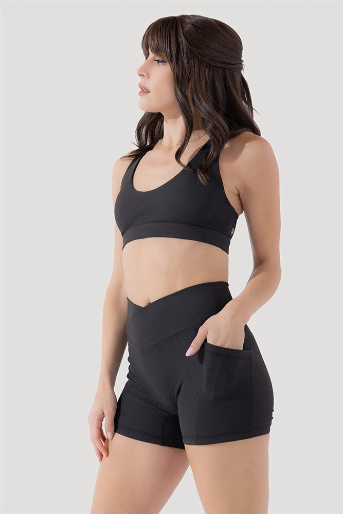 Crisscross HourglassĀ® Midi Shorts With Pockets (Ribbed) - Dark Charcoal - Image 3