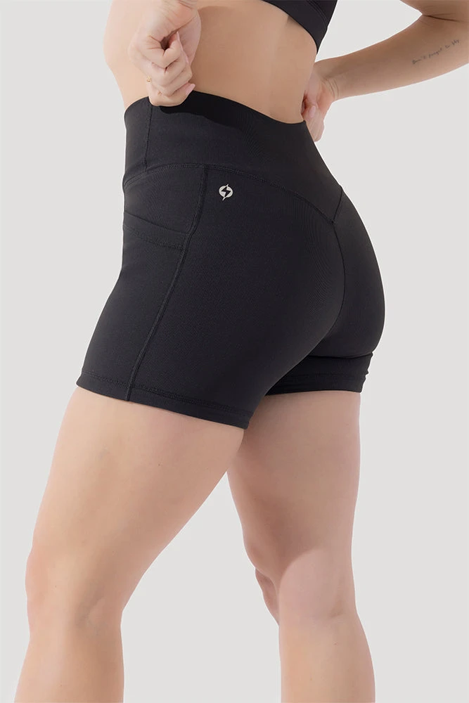 Crisscross HourglassĀ® Midi Shorts With Pockets (Ribbed) - Dark Charcoal - Image 5