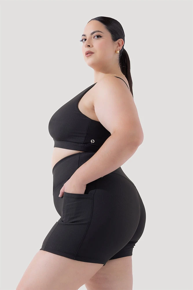 Crisscross HourglassĀ® Midi Shorts With Pockets (Ribbed) - Dark Charcoal - Image 7