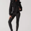 The Kinsley Bomber Jacket In Faux Sherpa - Black