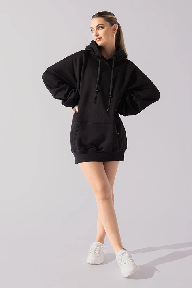 Long Cloud Hoodie - Black - Image 5