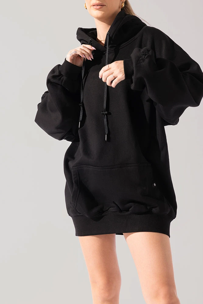 Long Cloud Hoodie - Black - Image 6