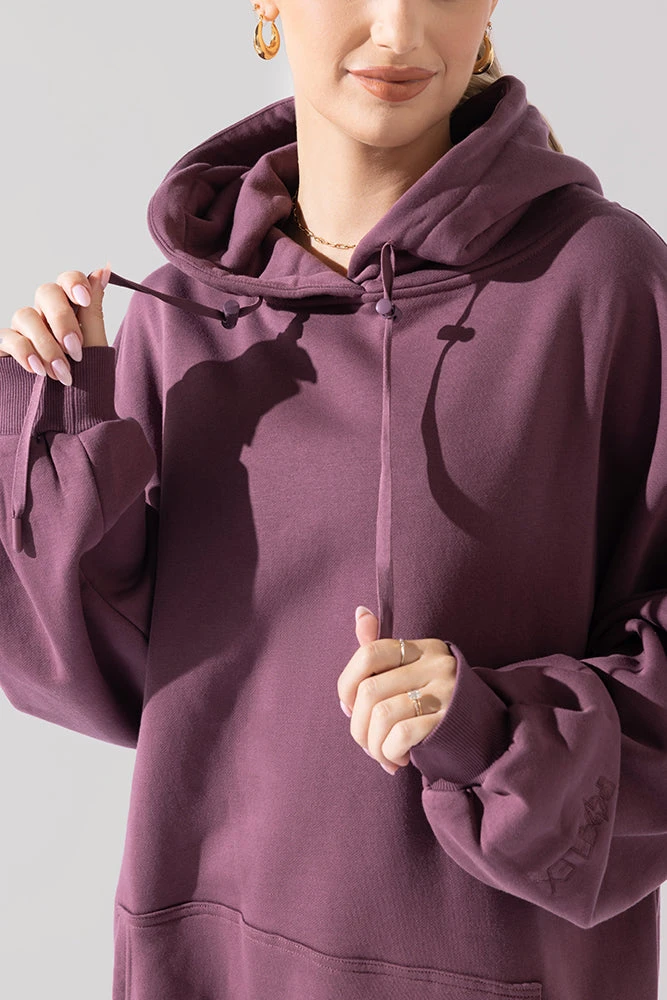 Long Cloud Hoodie - Deep Plum - Image 3