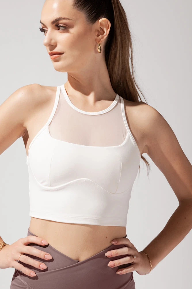 Celeste Mesh Crop Bralette - Coconut Cream - Image 2