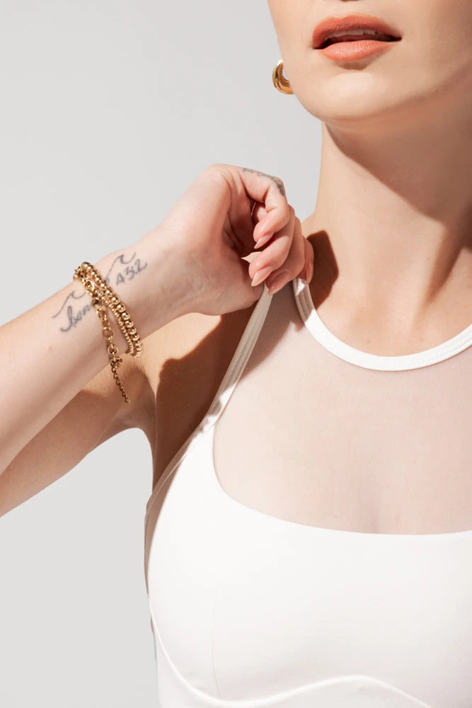 Celeste Mesh Crop Bralette - Coconut Cream - Image 4