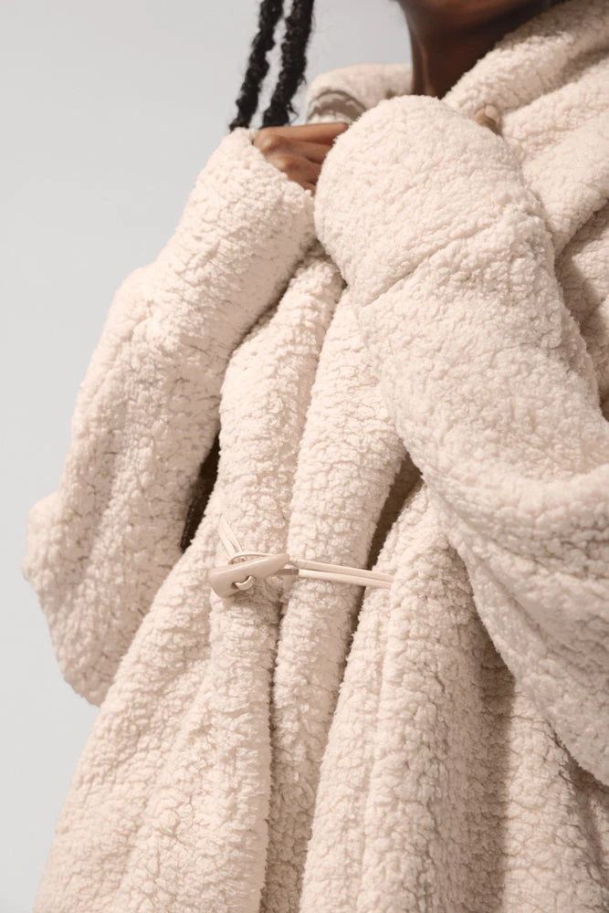 Faux Sherpa Cocoon Coat - Taupe - Image 6