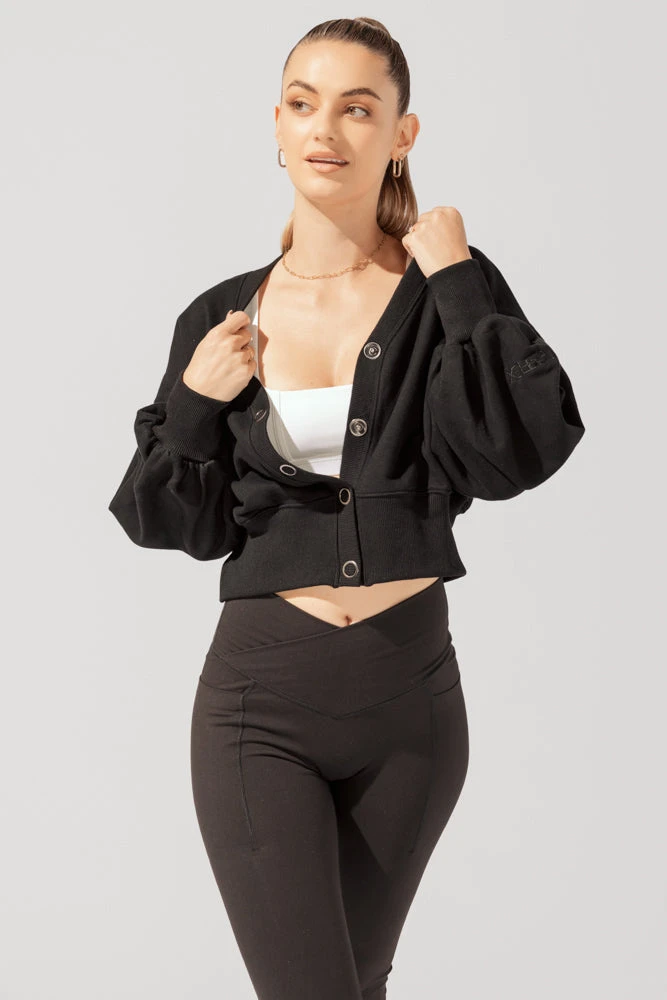 Belle Cropped Cardigan - Black - Image 4