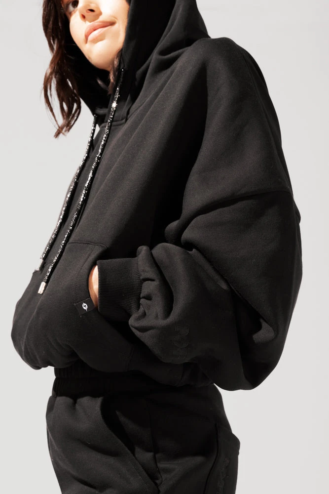 Shimmer Pullover Cloud Hoodie - Black - Image 6