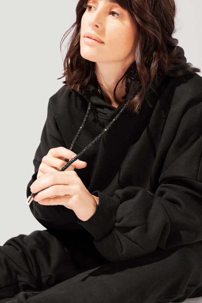 Shimmer Pullover Cloud Hoodie - Black - Image 10