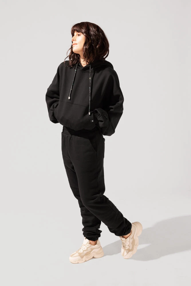 Shimmer Pullover Cloud Hoodie - Black - Image 3
