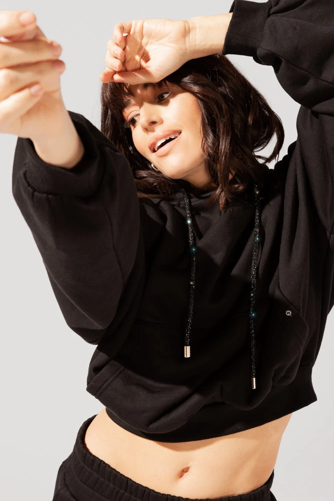 Shimmer Pullover Cloud Hoodie - Black - Image 5