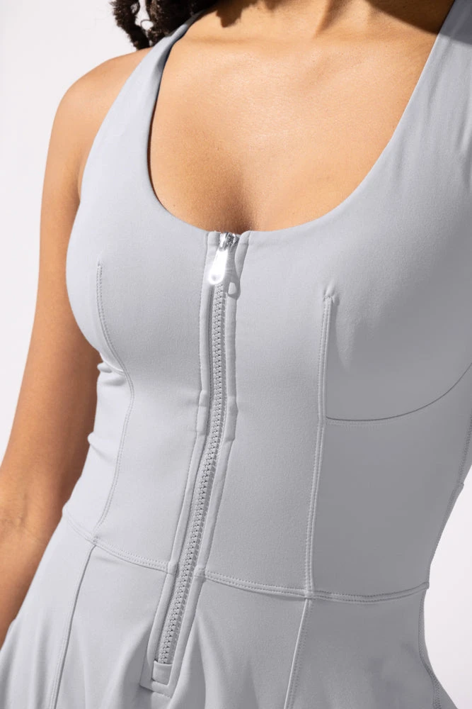 Matchpoint Workout Dress With Zipper - Blue Stone - Image 5