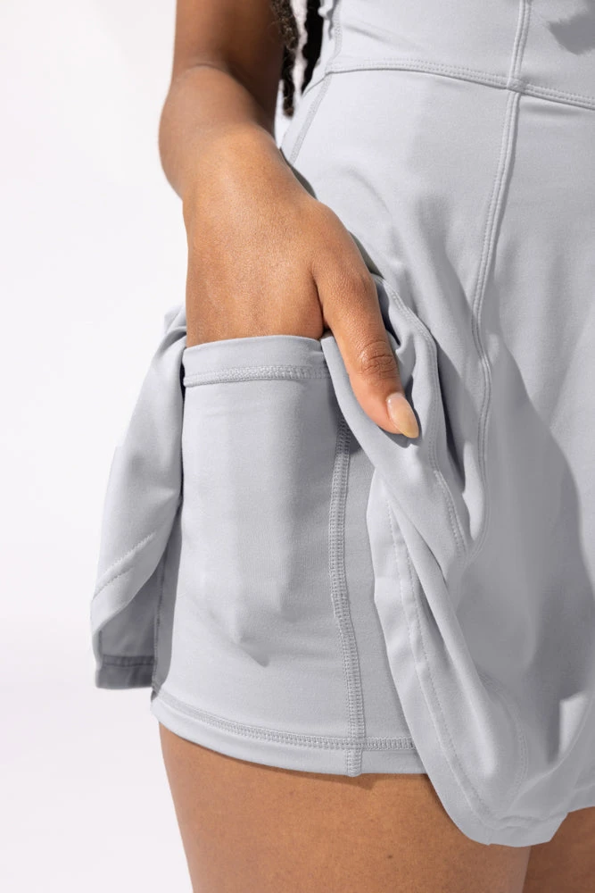 Matchpoint Workout Dress With Zipper - Blue Stone - Image 3