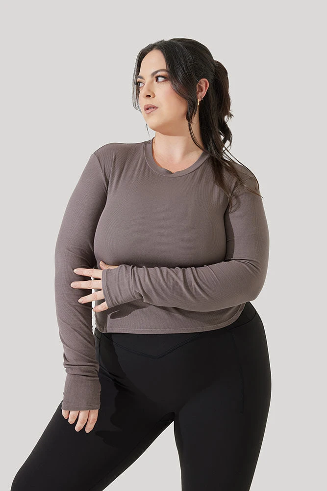 Refine Long Sleeve Top - Woodland Taupe - Image 2