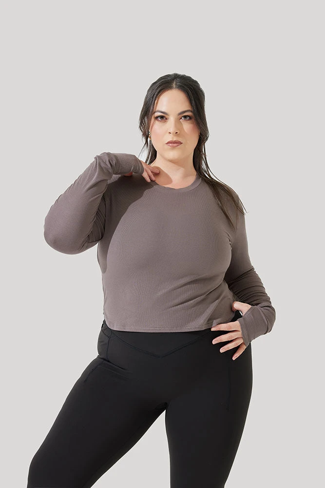 Refine Long Sleeve Top - Woodland Taupe - Image 3