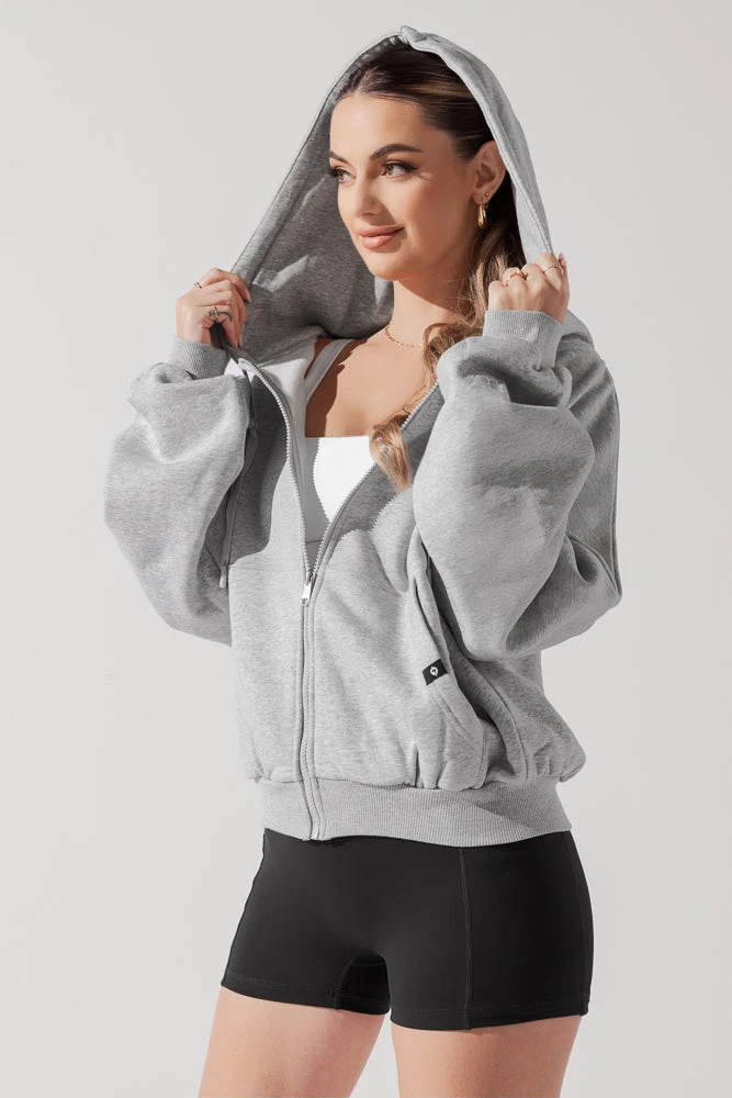 Zip Cloud Hoodie - Heather Grey - Image 2