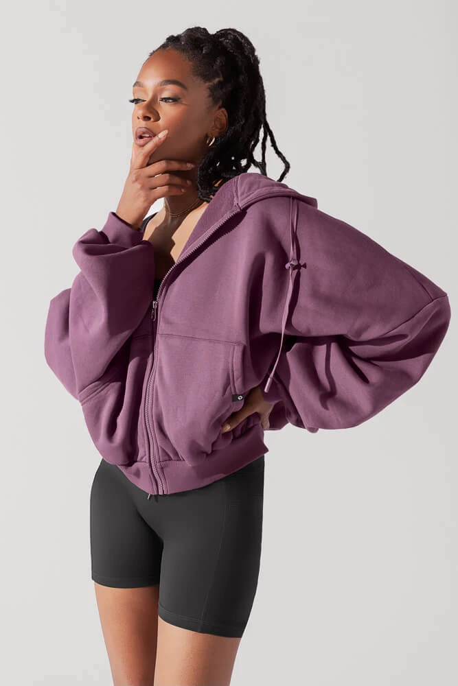 Zip Cloud Hoodie - Deep Plum - Image 5