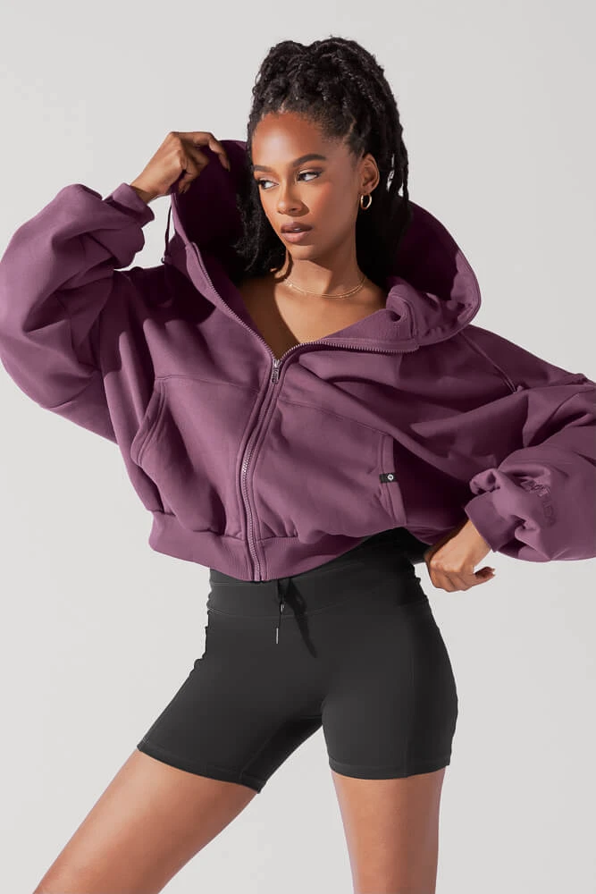 Zip Cloud Hoodie - Deep Plum - Image 2